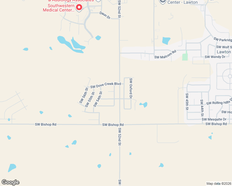 map of restaurants, bars, coffee shops, grocery stores, and more near 2210 Southwest 53rd Street in Lawton