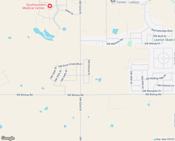 map of restaurants, bars, coffee shops, grocery stores, and more near 2223 Southwest Oxford Drive in Lawton