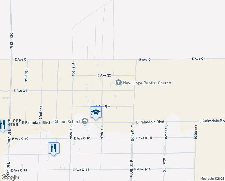 map of restaurants, bars, coffee shops, grocery stores, and more near 9727 East Avenue Q4 in Palmdale