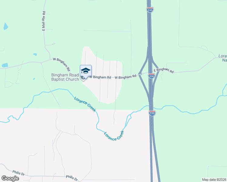 map of restaurants, bars, coffee shops, grocery stores, and more near 18100 Pheasant Lane in Little Rock