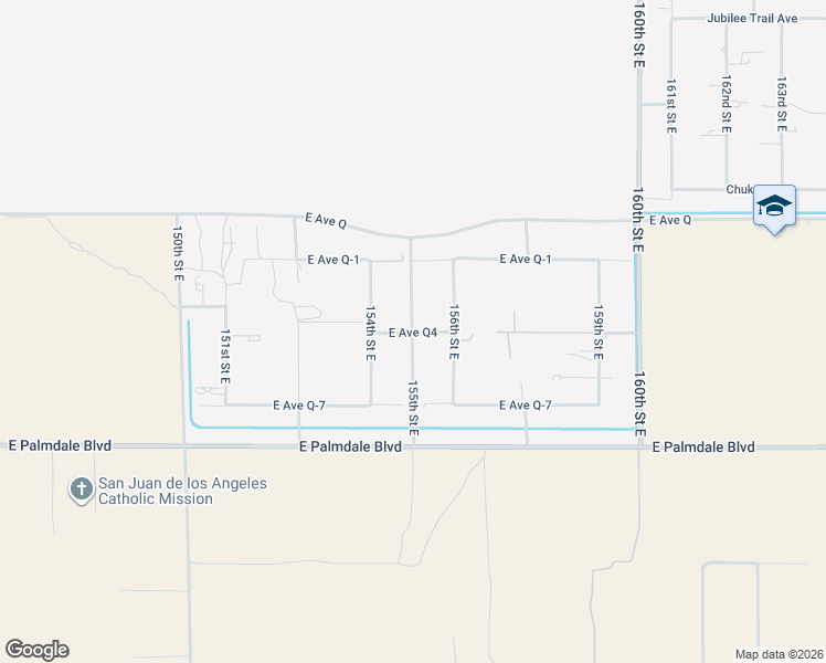 map of restaurants, bars, coffee shops, grocery stores, and more near 155th Street East in Palmdale