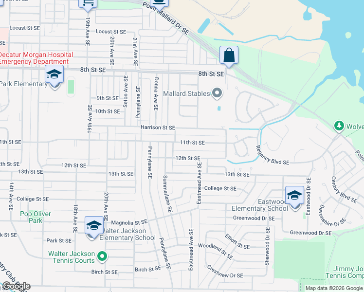map of restaurants, bars, coffee shops, grocery stores, and more near 2209 11th Street Southeast in Decatur