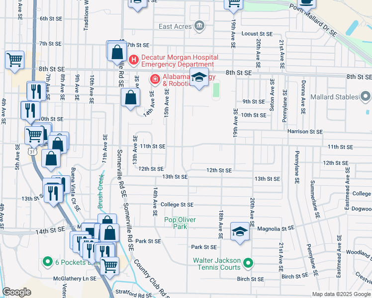map of restaurants, bars, coffee shops, grocery stores, and more near 1502 16th Avenue Southeast in Decatur