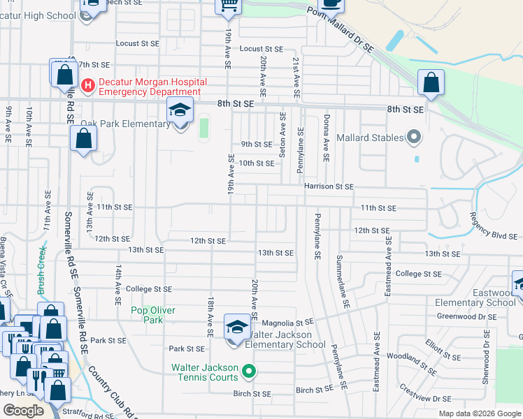 map of restaurants, bars, coffee shops, grocery stores, and more near 1502 20th Avenue Southeast in Decatur