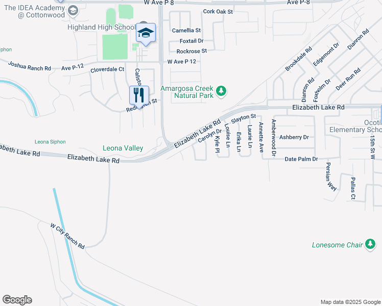 map of restaurants, bars, coffee shops, grocery stores, and more near 38615 Ben Pl in Palmdale