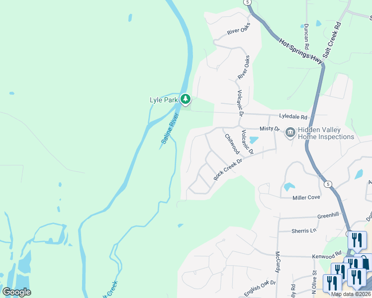 map of restaurants, bars, coffee shops, grocery stores, and more near 1945 Misty Drive in Benton