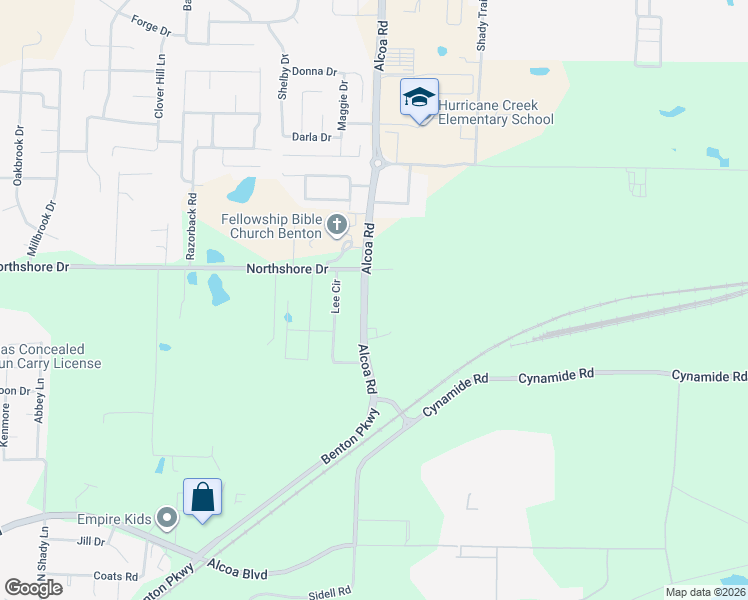map of restaurants, bars, coffee shops, grocery stores, and more near 5535 Alcoa Road in Benton