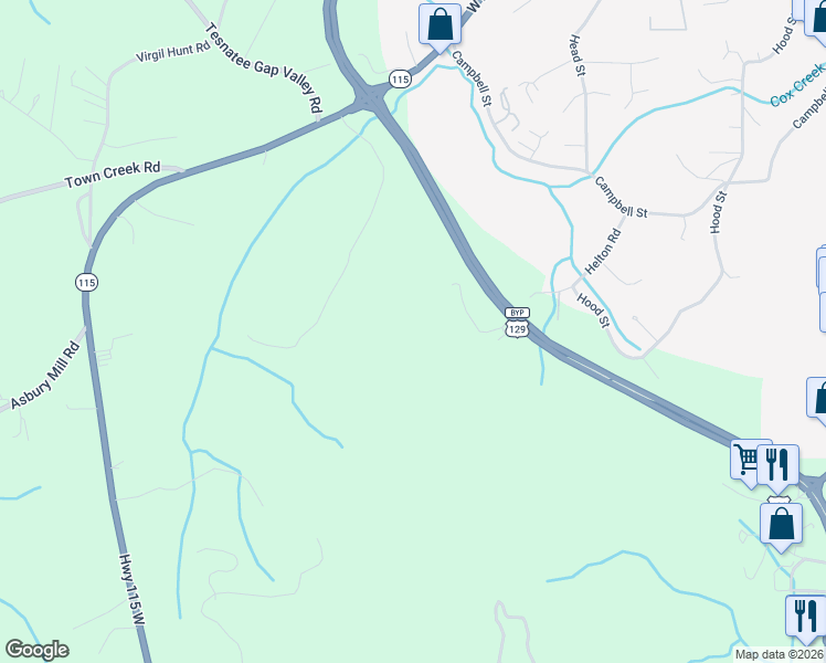 map of restaurants, bars, coffee shops, grocery stores, and more near 451 Tom Hunt Road in Cleveland