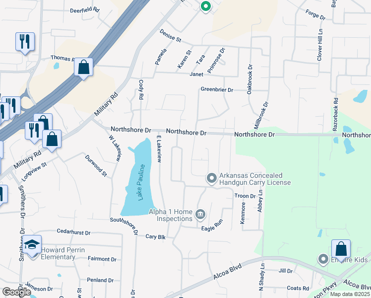map of restaurants, bars, coffee shops, grocery stores, and more near 2318 Redwood Drive in Benton