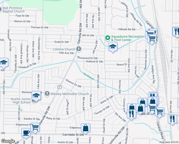 map of restaurants, bars, coffee shops, grocery stores, and more near 699 Holland Court Southwest in Decatur