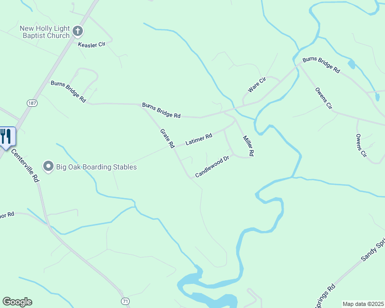 map of restaurants, bars, coffee shops, grocery stores, and more near 307 Grate Road in Anderson