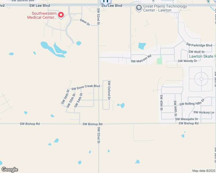 map of restaurants, bars, coffee shops, grocery stores, and more near 2209 Southwest Oxford Drive in Lawton