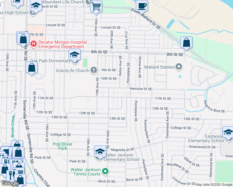 map of restaurants, bars, coffee shops, grocery stores, and more near 1502 20th Avenue Southeast in Decatur