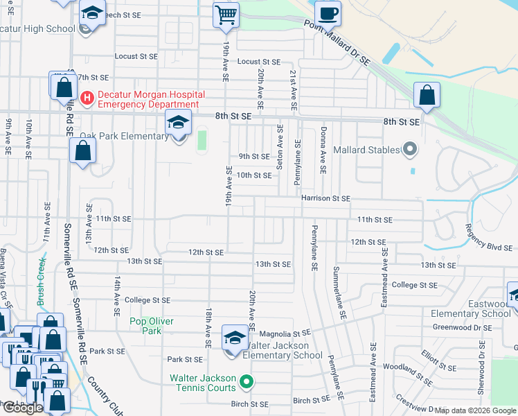 map of restaurants, bars, coffee shops, grocery stores, and more near 1502 20th Avenue Southeast in Decatur