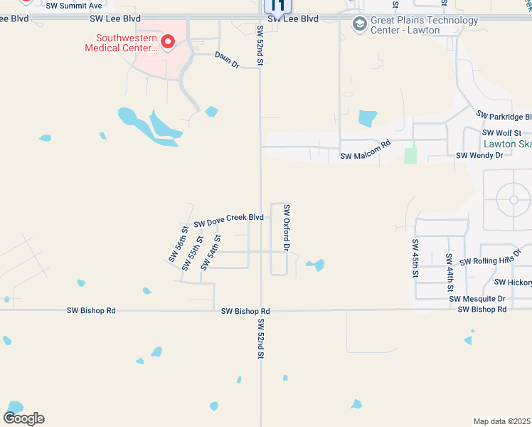 map of restaurants, bars, coffee shops, grocery stores, and more near 2109 Southwest Edinburough Drive in Lawton