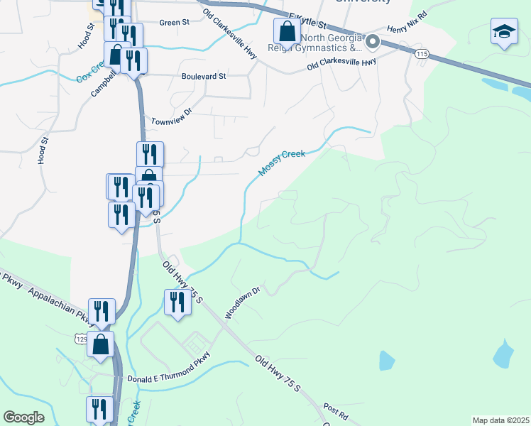map of restaurants, bars, coffee shops, grocery stores, and more near 318 Hardwood Drive in Cleveland
