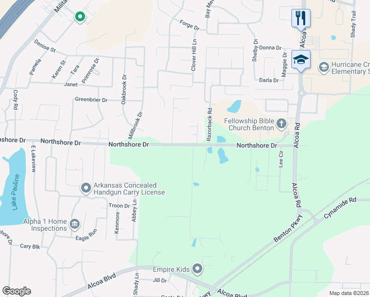 map of restaurants, bars, coffee shops, grocery stores, and more near 3607 Northshore Drive in Benton