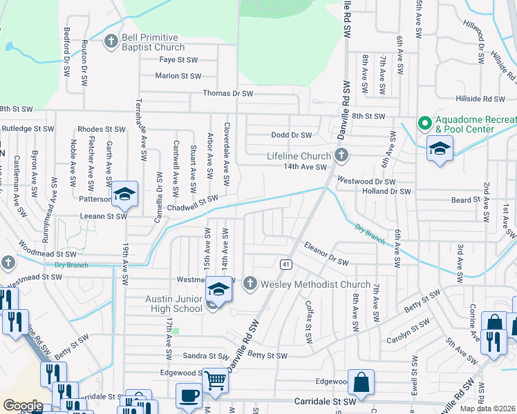 map of restaurants, bars, coffee shops, grocery stores, and more near 1416 Puckett Avenue Southwest in Decatur