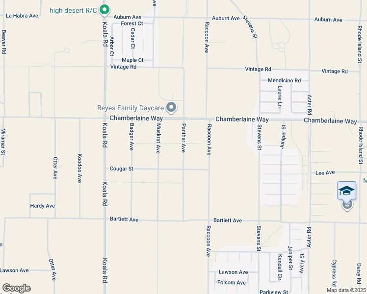 map of restaurants, bars, coffee shops, grocery stores, and more near Panther Avenue in Adelanto