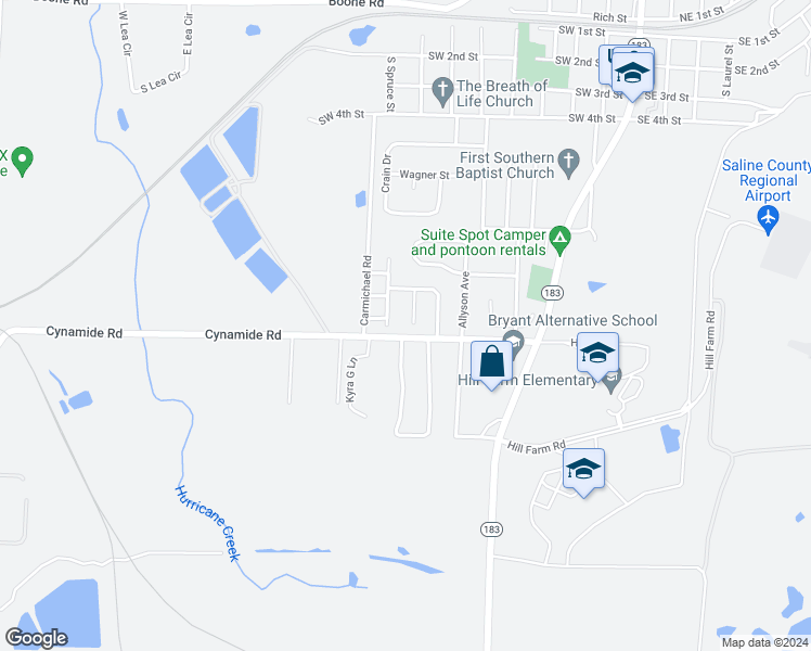map of restaurants, bars, coffee shops, grocery stores, and more near 1116 Kenwood Cove in Bryant
