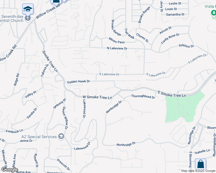map of restaurants, bars, coffee shops, grocery stores, and more near 138 Darby Creek Way in Prescott