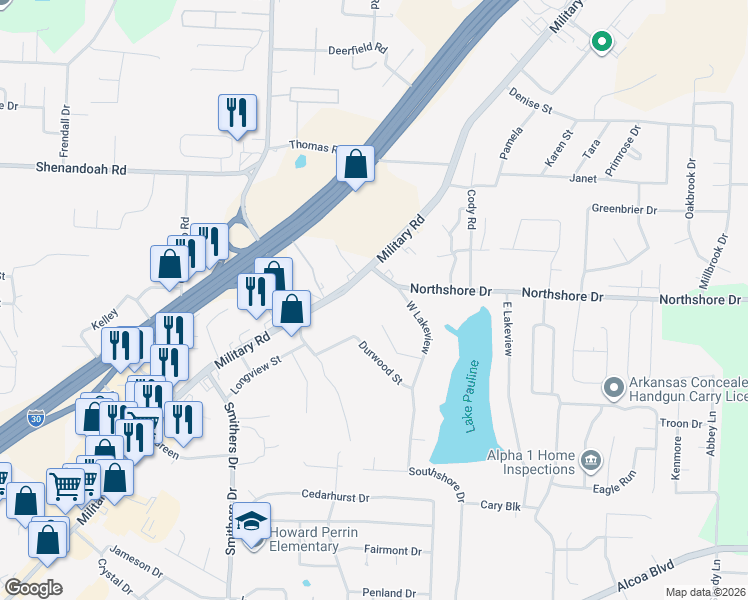 map of restaurants, bars, coffee shops, grocery stores, and more near 15 Kingston Terrace in Benton