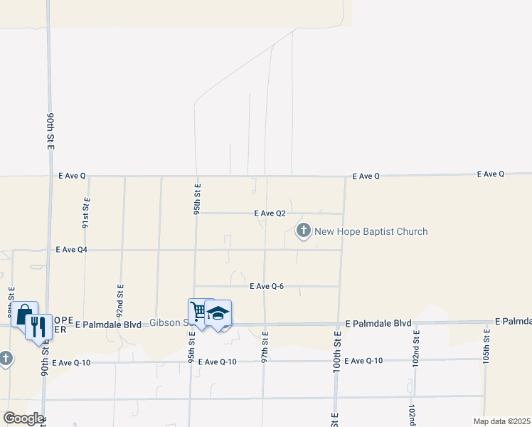 map of restaurants, bars, coffee shops, grocery stores, and more near East Avenue Q2 in Palmdale