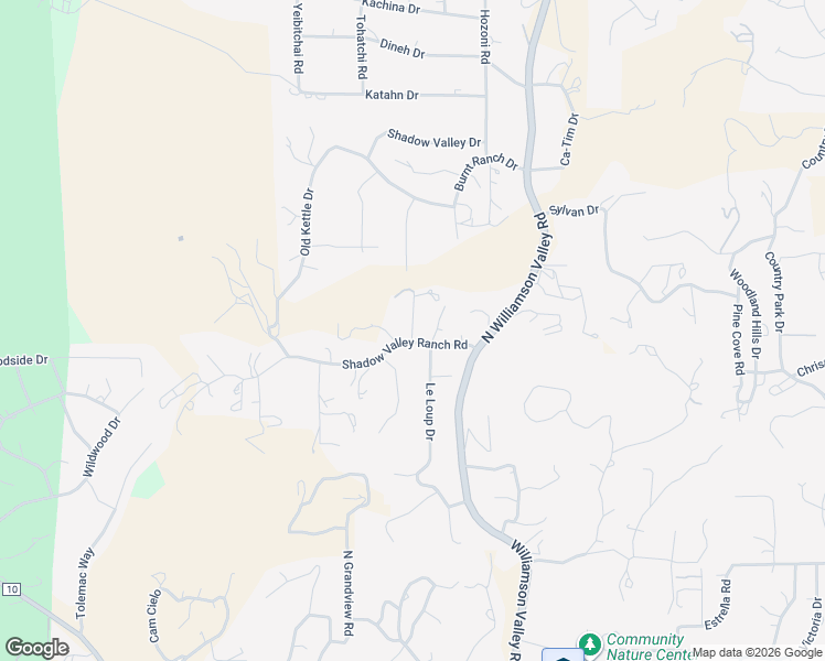 map of restaurants, bars, coffee shops, grocery stores, and more near 2485 North Shadow Valley Ranch Trail in Prescott