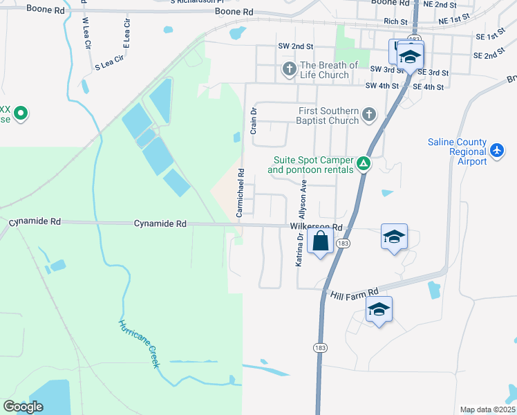 map of restaurants, bars, coffee shops, grocery stores, and more near 1218 Hunter Wood Drive in Bryant