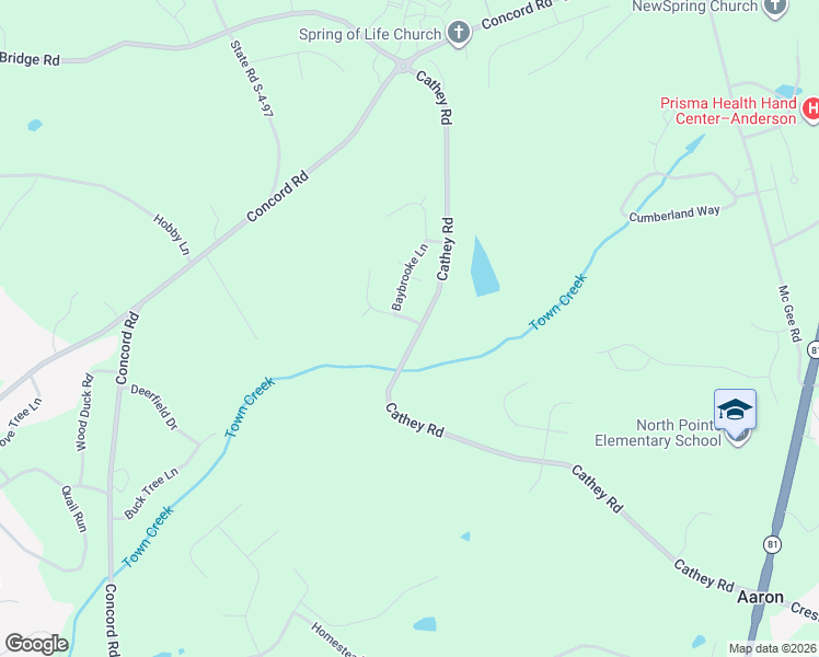 map of restaurants, bars, coffee shops, grocery stores, and more near 1001 Carlisle Place in Anderson