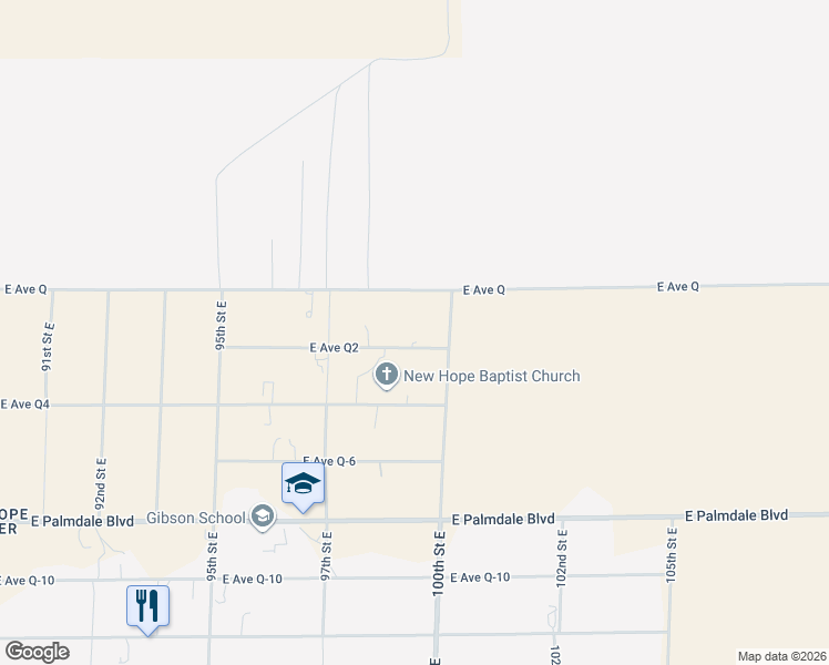 map of restaurants, bars, coffee shops, grocery stores, and more near 9837 East Avenue Q-2 in Palmdale