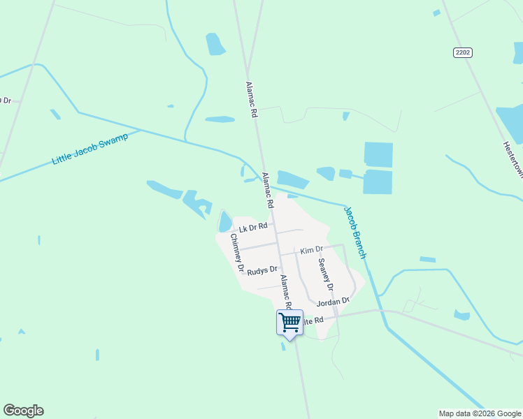 map of restaurants, bars, coffee shops, grocery stores, and more near 2246 Alamac Road in Lumberton