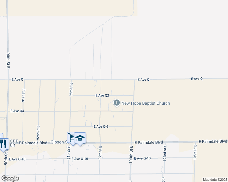 map of restaurants, bars, coffee shops, grocery stores, and more near 9751 East Avenue Q-2 in Palmdale