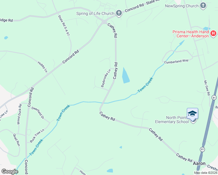 map of restaurants, bars, coffee shops, grocery stores, and more near 1001 Carlisle Place in Anderson