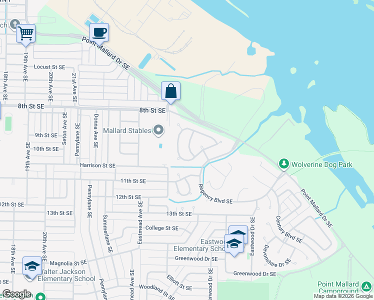 map of restaurants, bars, coffee shops, grocery stores, and more near 1253 Brandywine Lane Southeast in Decatur