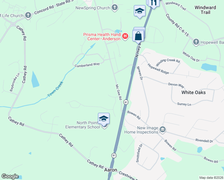 map of restaurants, bars, coffee shops, grocery stores, and more near 8119 Highway 187 South in Iva