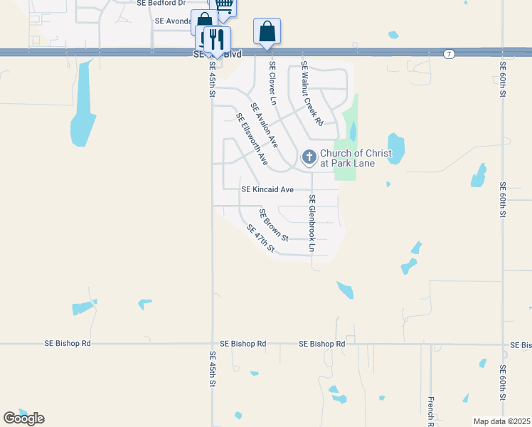 map of restaurants, bars, coffee shops, grocery stores, and more near 4806 Southeast Brown Street in Lawton