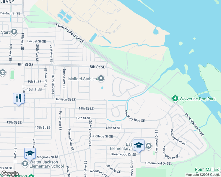 map of restaurants, bars, coffee shops, grocery stores, and more near 1238 Brandywine Lane Southeast in Decatur