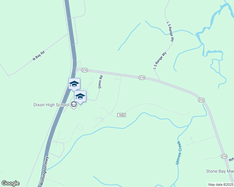 map of restaurants, bars, coffee shops, grocery stores, and more near 132 Dixon Road in Holly Ridge