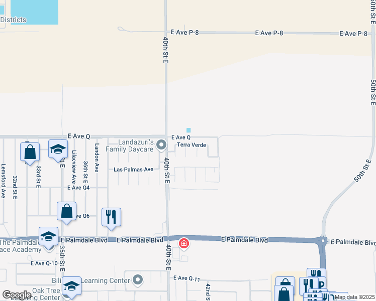 map of restaurants, bars, coffee shops, grocery stores, and more near 4101 Terra Verde in Palmdale