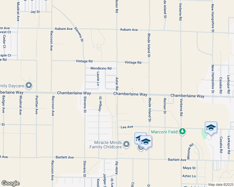 map of restaurants, bars, coffee shops, grocery stores, and more near Chamberlaine Way in Adelanto