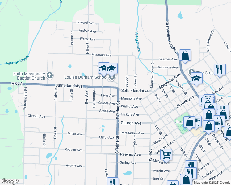 map of restaurants, bars, coffee shops, grocery stores, and more near 105 Reine Street North in Mena