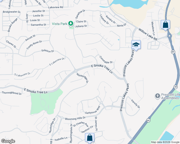 map of restaurants, bars, coffee shops, grocery stores, and more near 1583 Winners Cir in Prescott
