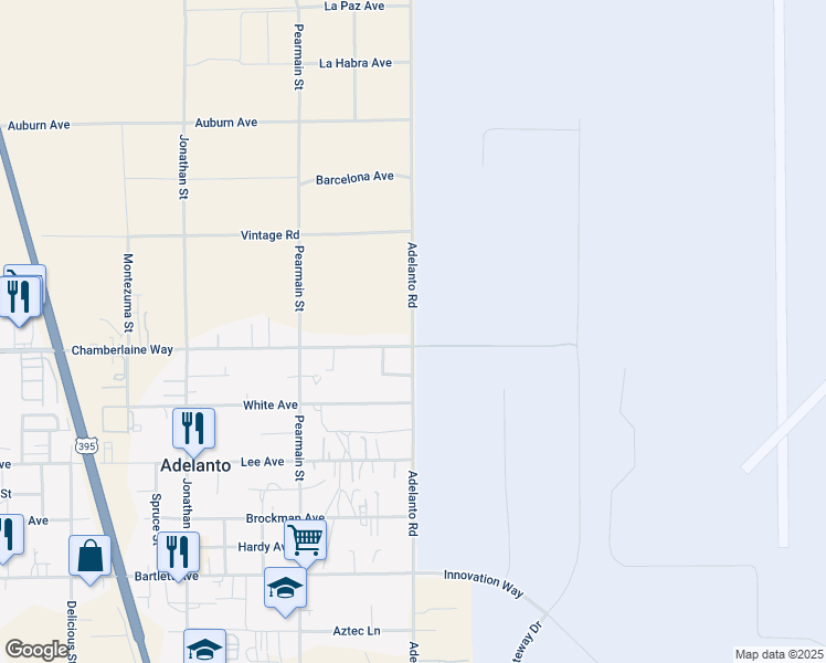 map of restaurants, bars, coffee shops, grocery stores, and more near Adelanto Road in Adelanto