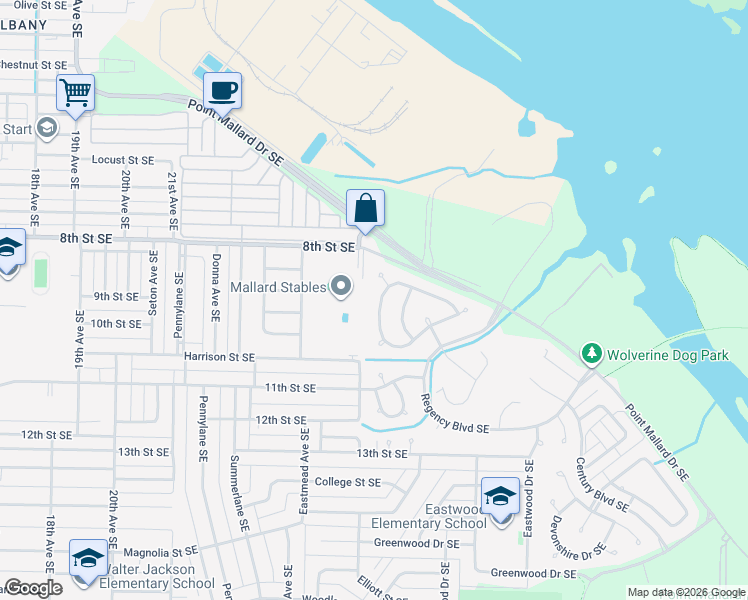 map of restaurants, bars, coffee shops, grocery stores, and more near 1238 Brandywine Lane Southeast in Decatur