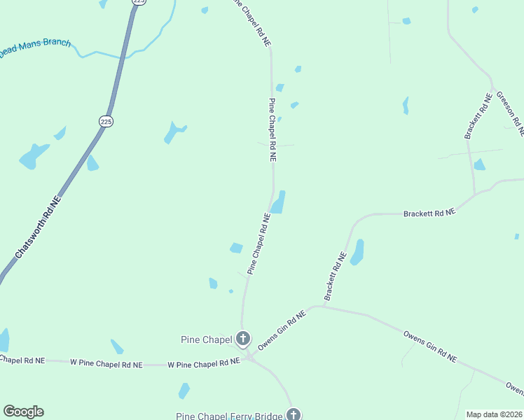 map of restaurants, bars, coffee shops, grocery stores, and more near 2512 Pine Chapel Road Northeast in Resaca