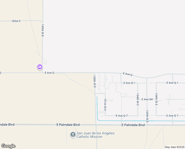 map of restaurants, bars, coffee shops, grocery stores, and more near 150th Street East in Lake Los Angeles