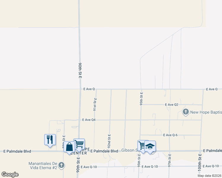 map of restaurants, bars, coffee shops, grocery stores, and more near 9199 East Avenue Q in Palmdale