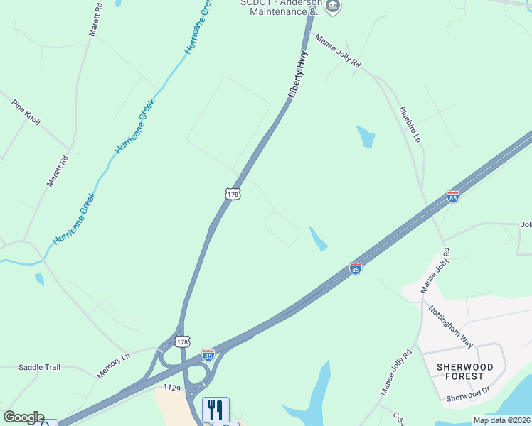 map of restaurants, bars, coffee shops, grocery stores, and more near 4654 Liberty Highway in Anderson