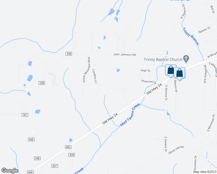 map of restaurants, bars, coffee shops, grocery stores, and more near 135 Forest Hill Road in Trinity